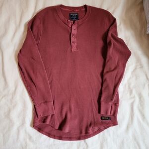 Abercrombie & Fitch Men's Long-Sleeve Waffle Henley - Dusty Rose